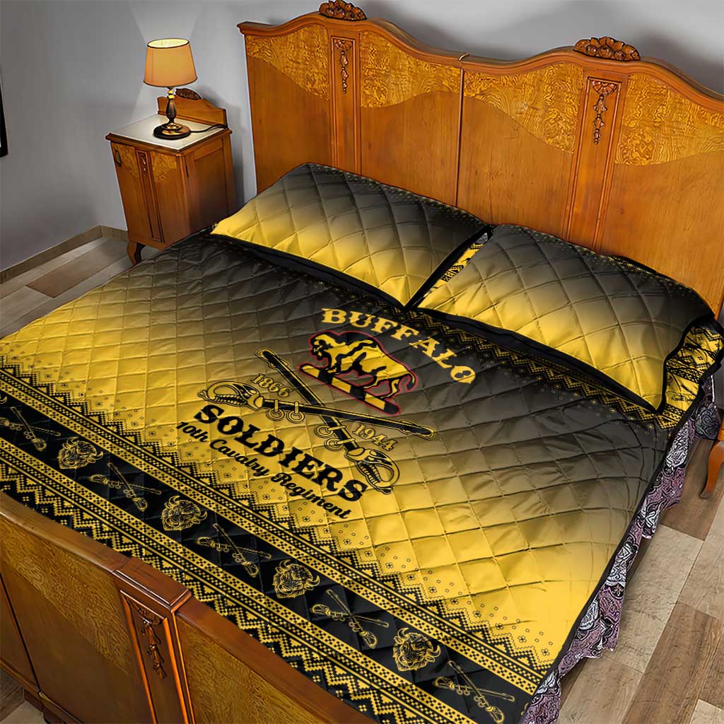 Afro Christmas Buffalo Soldiers Quilt Bed Set 10th Cavalry Regiment - African Pride