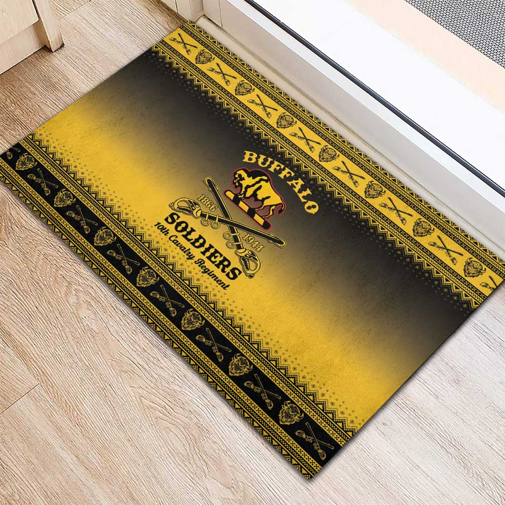 Afro Christmas Buffalo Soldiers Rubber Doormat 10th Cavalry Regiment - African Pride
