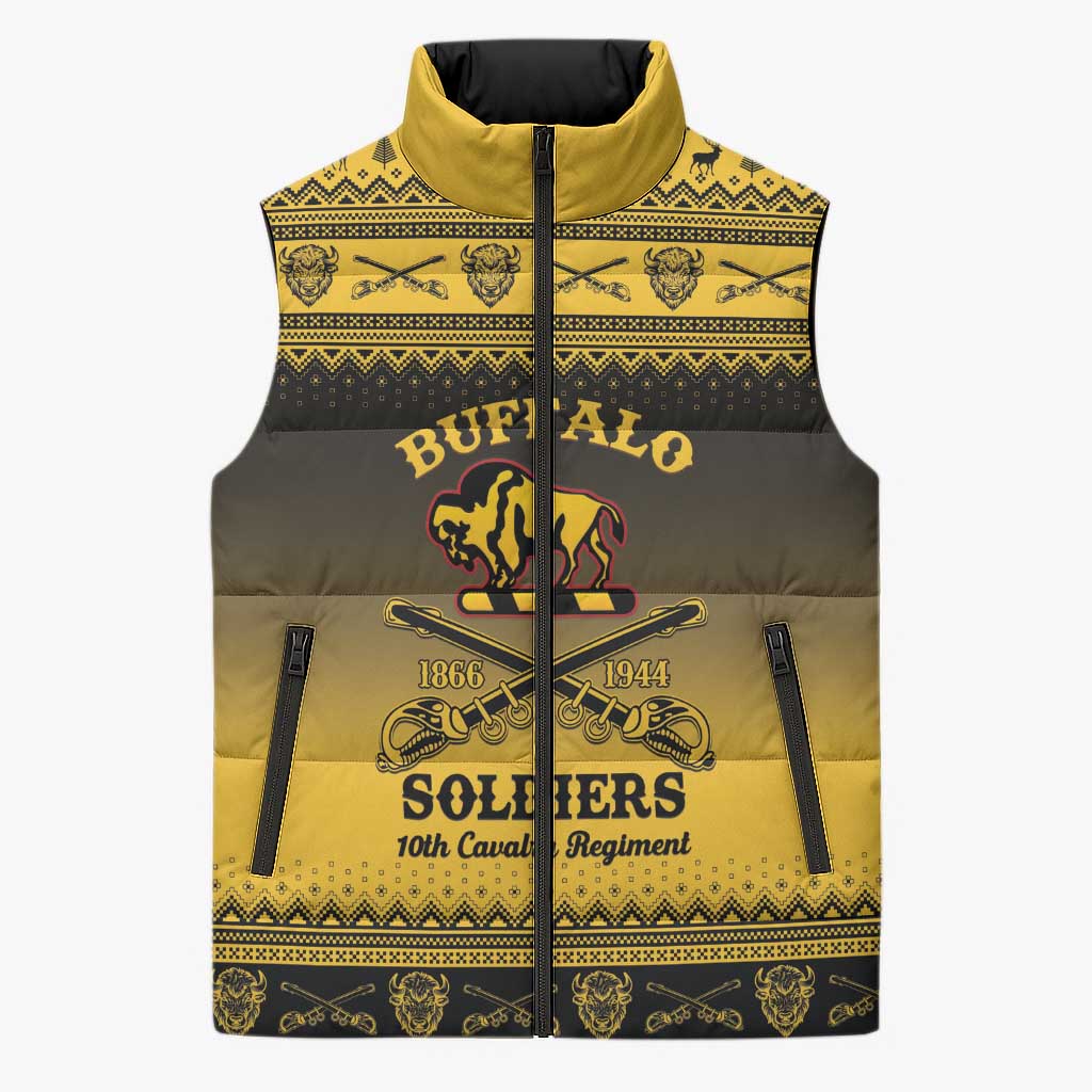 Buffalo Soldiers Christmas Sleeveless Puffer Jacket 10th Cavalry Regiment