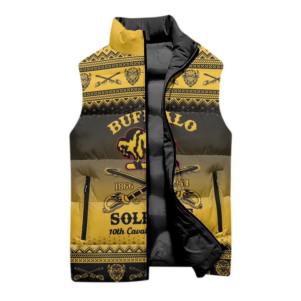 Buffalo Soldiers Christmas Sleeveless Puffer Jacket 10th Cavalry Regiment