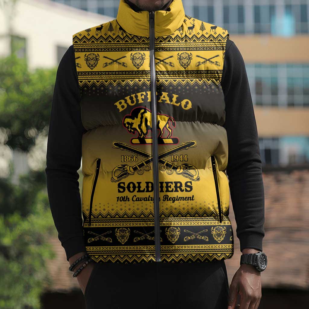 Buffalo Soldiers Christmas Sleeveless Puffer Jacket 10th Cavalry Regiment