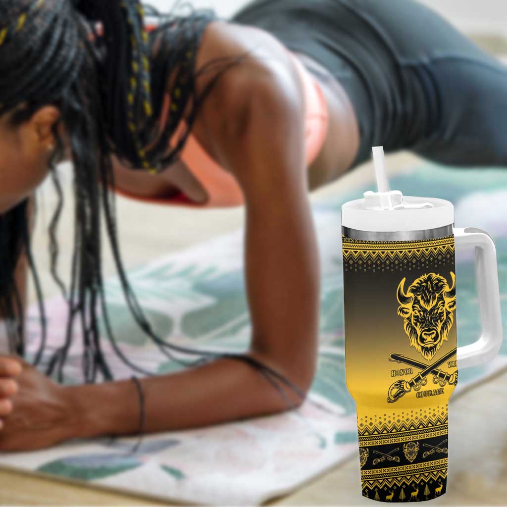 Afro Christmas Buffalo Soldiers Tumbler With Handle 10th Cavalry Regiment - African Pride