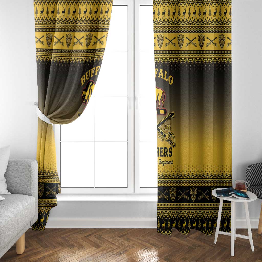 Afro Christmas Buffalo Soldiers Window Curtain 10th Cavalry Regiment - African Pride