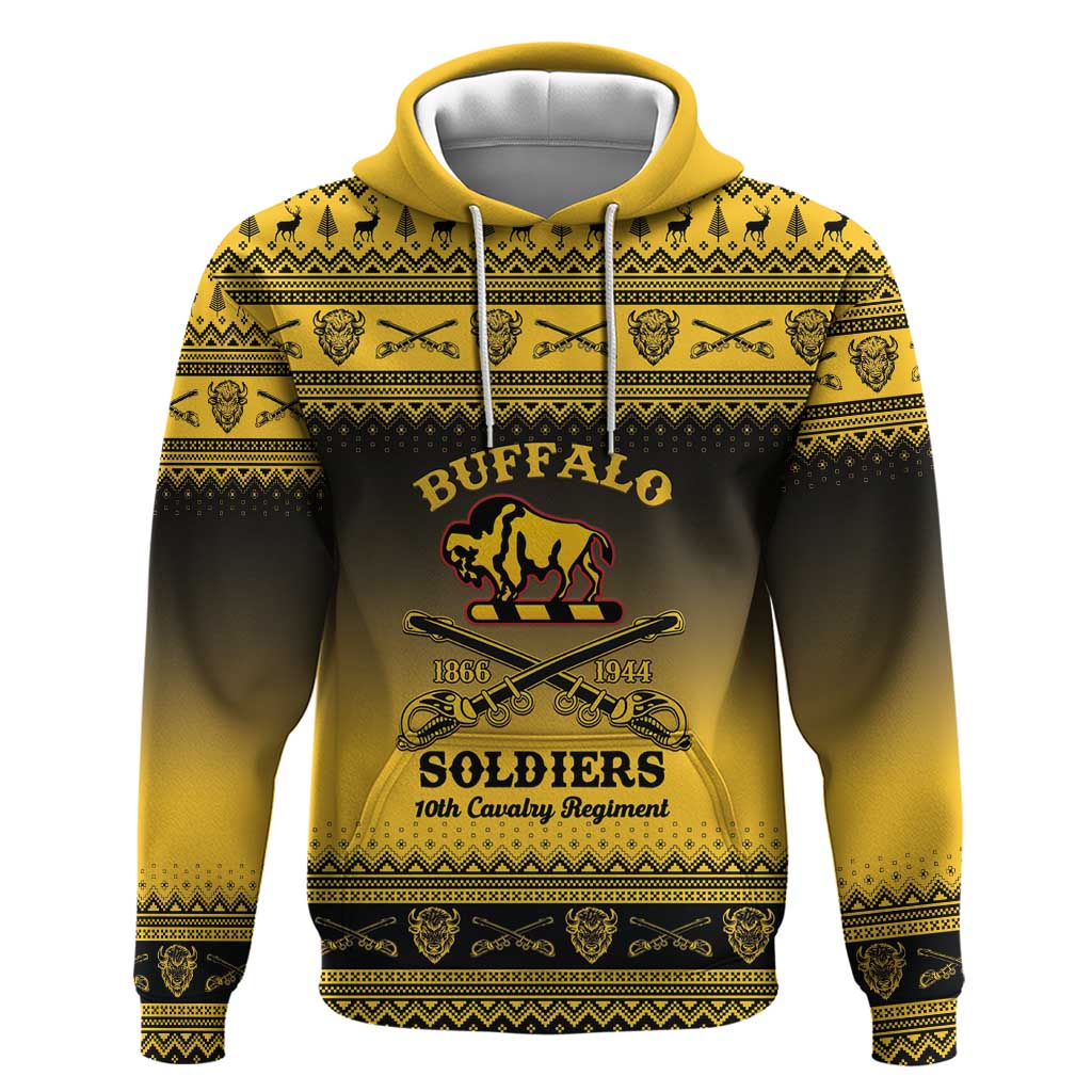 Afro Christmas Buffalo Soldiers Zip Hoodie 10th Cavalry Regiment - African Pride