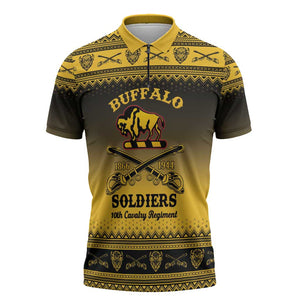 Buffalo Soldiers Christmas Zipper Polo Shirt 10th Cavalry Regiment
