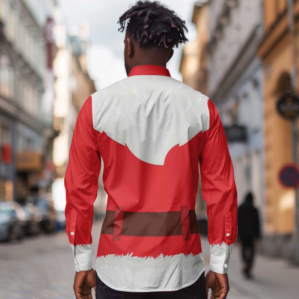 Black Santa Costume Long Sleeve Button Shirt Christmas Holiday Cosplay - African Pride