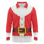 Black Santa Costume Long Sleeve Polo Shirt Christmas Holiday Cosplay - African Pride
