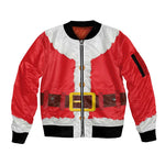 Black Santa Costume Sleeve Zip Bomber Jacket Christmas Holiday Cosplay - African Pride
