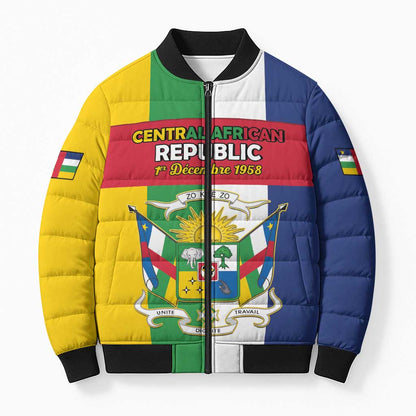 Personalized Central African Republic Bomber Puffer Jacket Happy Republic Day
