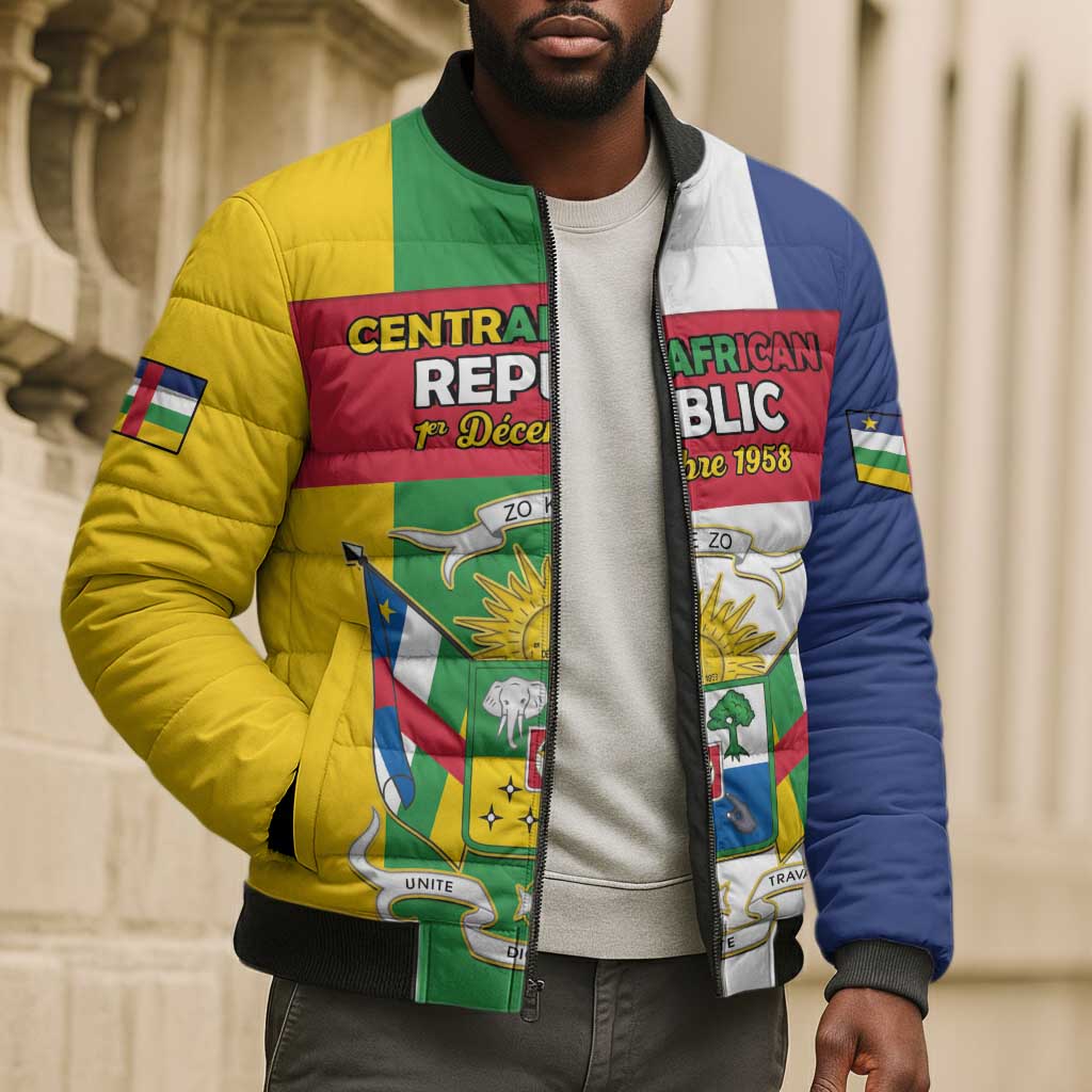Personalized Central African Republic Bomber Puffer Jacket Happy Republic Day