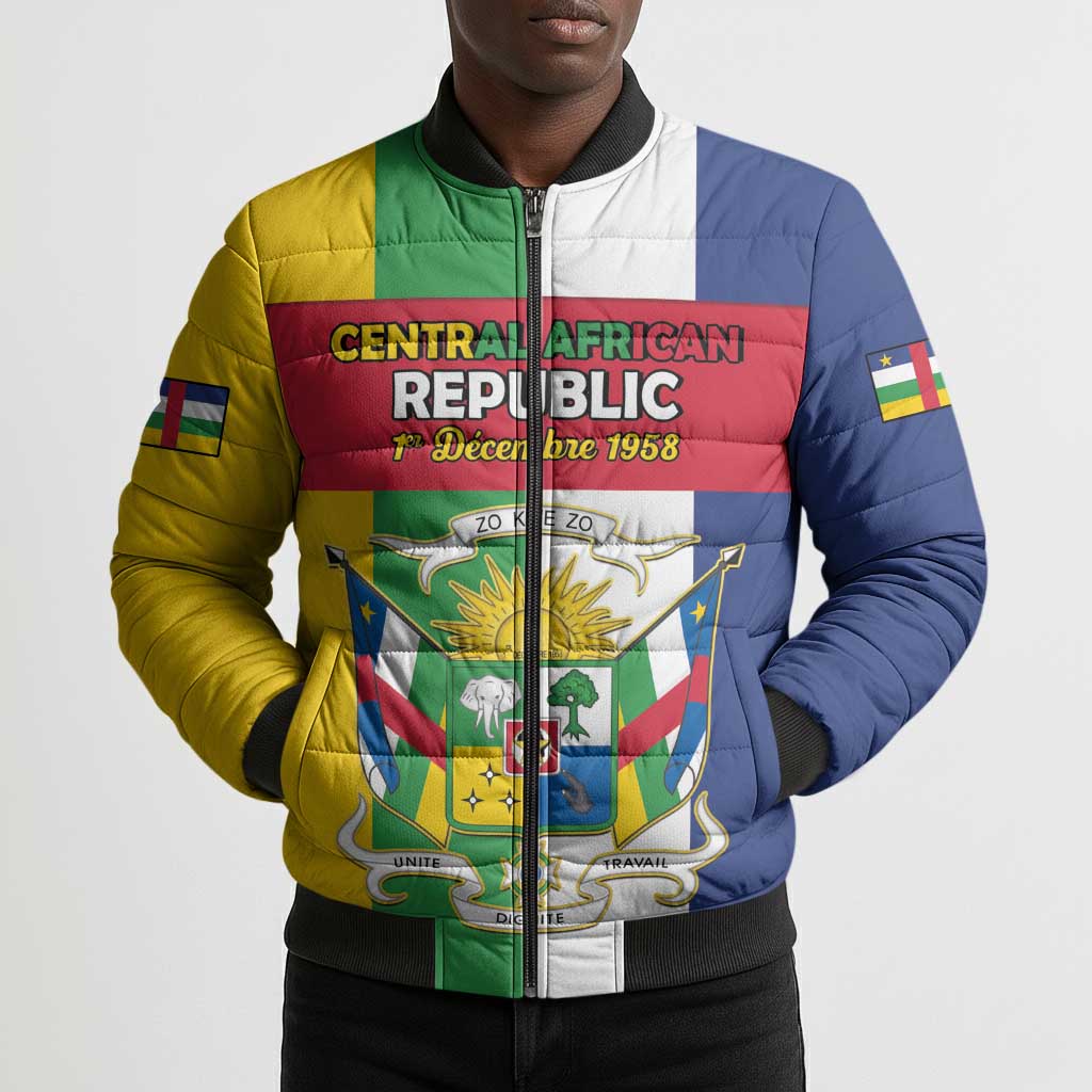 Personalized Central African Republic Bomber Puffer Jacket Happy Republic Day