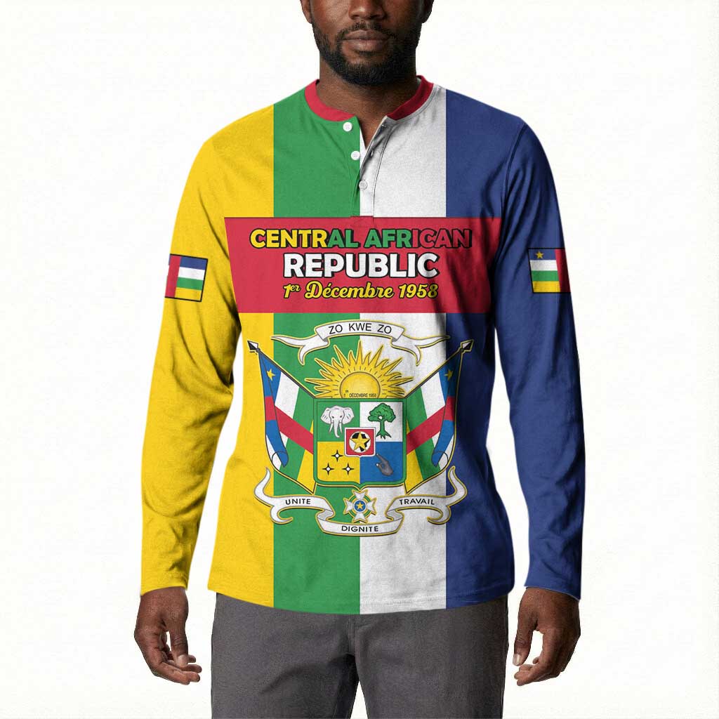 Personalized Central African Republic Button Sweatshirt Happy Republic Day