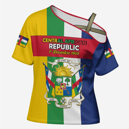 Personalized Central African Republic Cross Shoulder Shirt Happy Republic Day