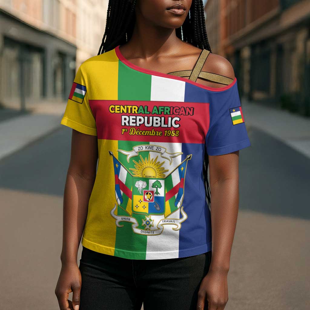 Personalized Central African Republic Cross Shoulder Shirt Happy Republic Day