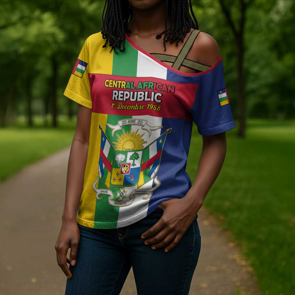 Personalized Central African Republic Cross Shoulder Shirt Happy Republic Day