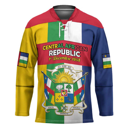 Personalized Central African Republic Hockey Jersey Happy Republic Day