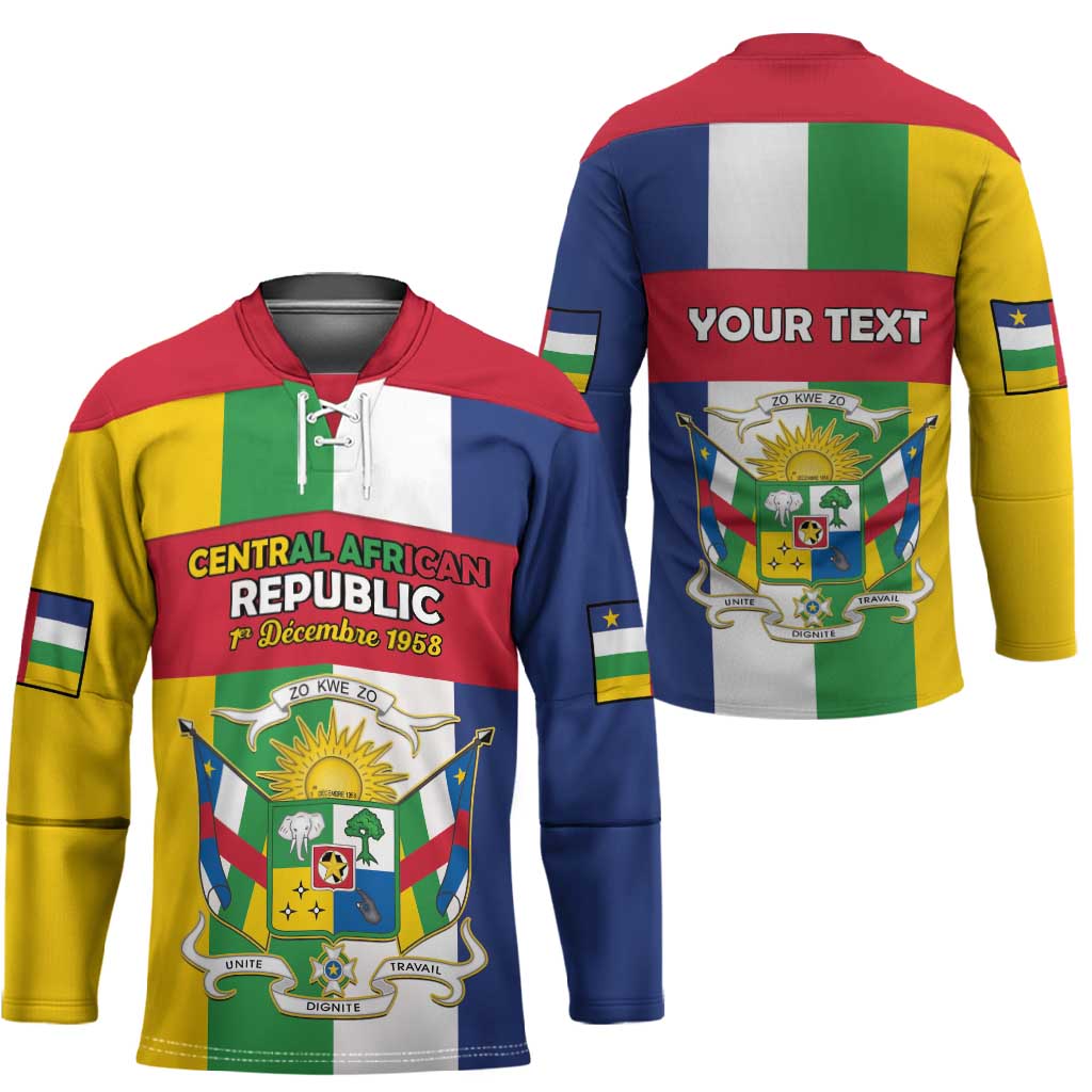 Personalized Central African Republic Hockey Jersey Happy Republic Day