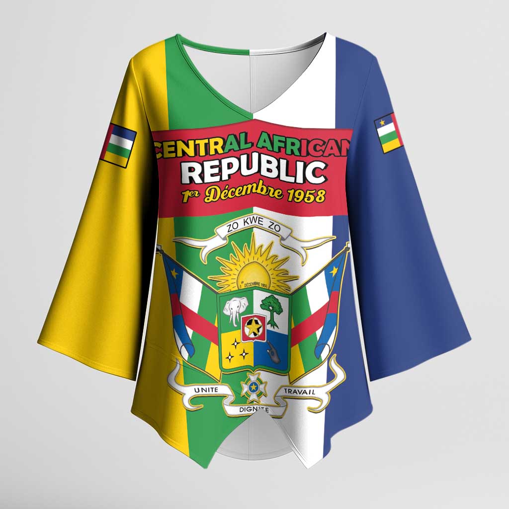 Personalized Central African Republic Kimono Sleeve Blouse Happy Republic Day