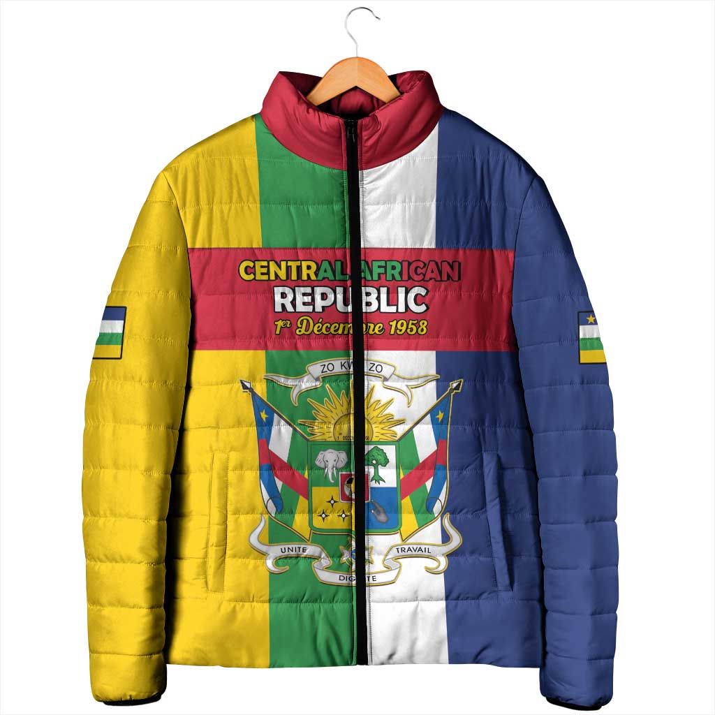 Personalized Central African Republic Padded Jacket Happy Republic Day