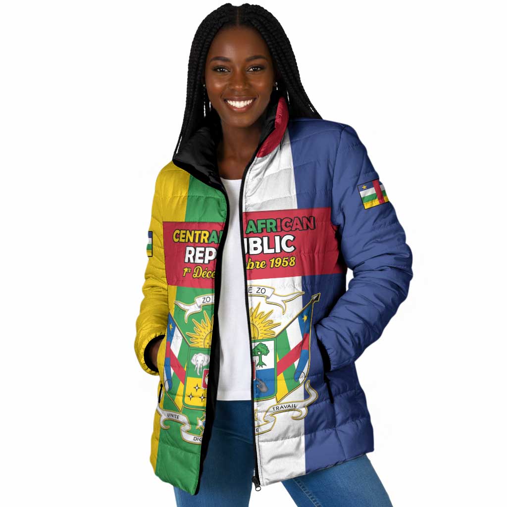 Personalized Central African Republic Padded Jacket Happy Republic Day