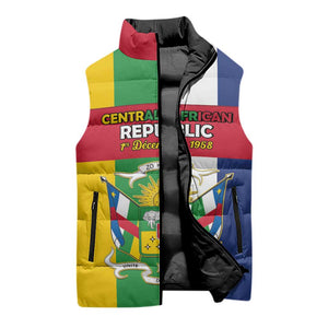 Personalized Central African Republic Sleeveless Puffer Jacket Happy Republic Day