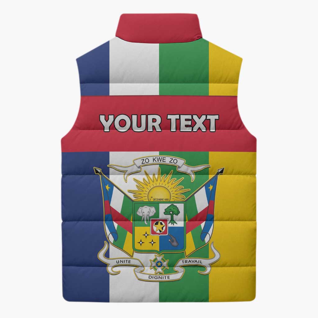 Personalized Central African Republic Sleeveless Puffer Jacket Happy Republic Day