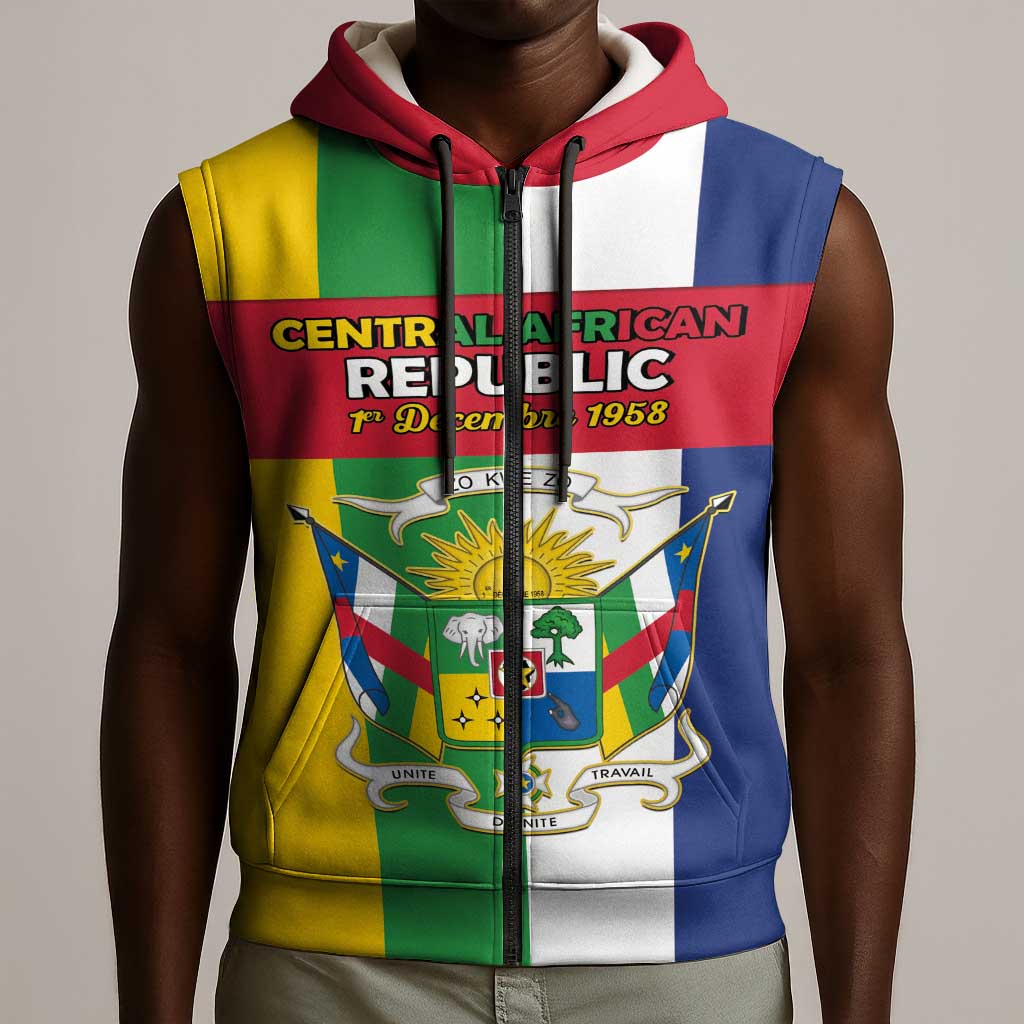 CAR Republic Day Sleeveless Zip Hoodie Zo Kwe Zo - African Pride