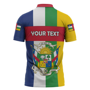 Personalized Central African Republic Zipper Polo Shirt Happy Republic Day