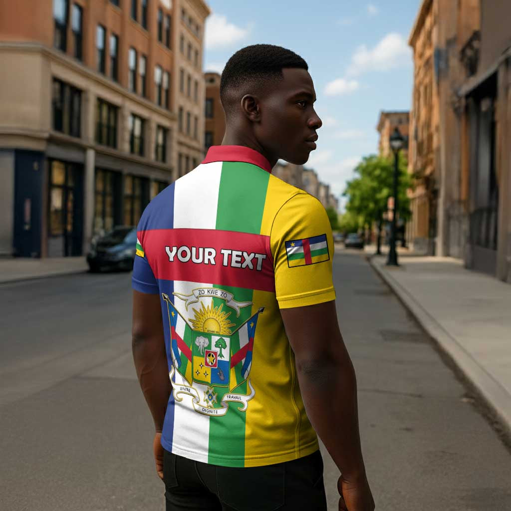 Personalized Central African Republic Zipper Polo Shirt Happy Republic Day