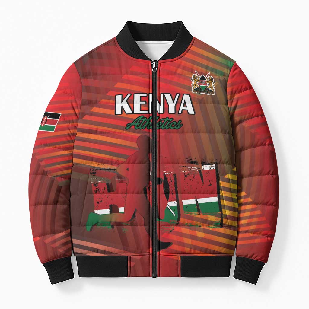 Custom Kenya Athletics Bomber Puffer Jacket Run Faster