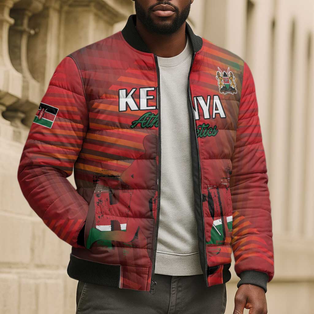 Custom Kenya Athletics Bomber Puffer Jacket Run Faster