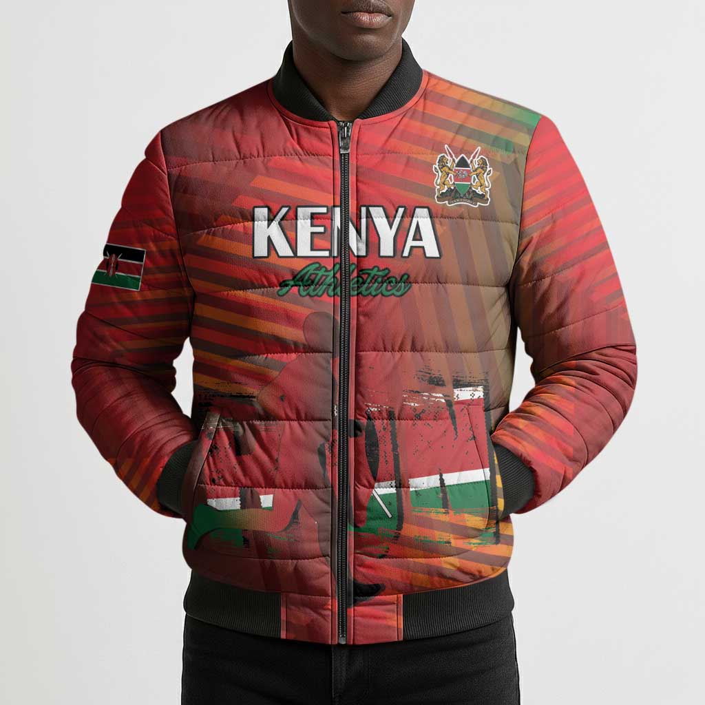 Custom Kenya Athletics Bomber Puffer Jacket Run Faster