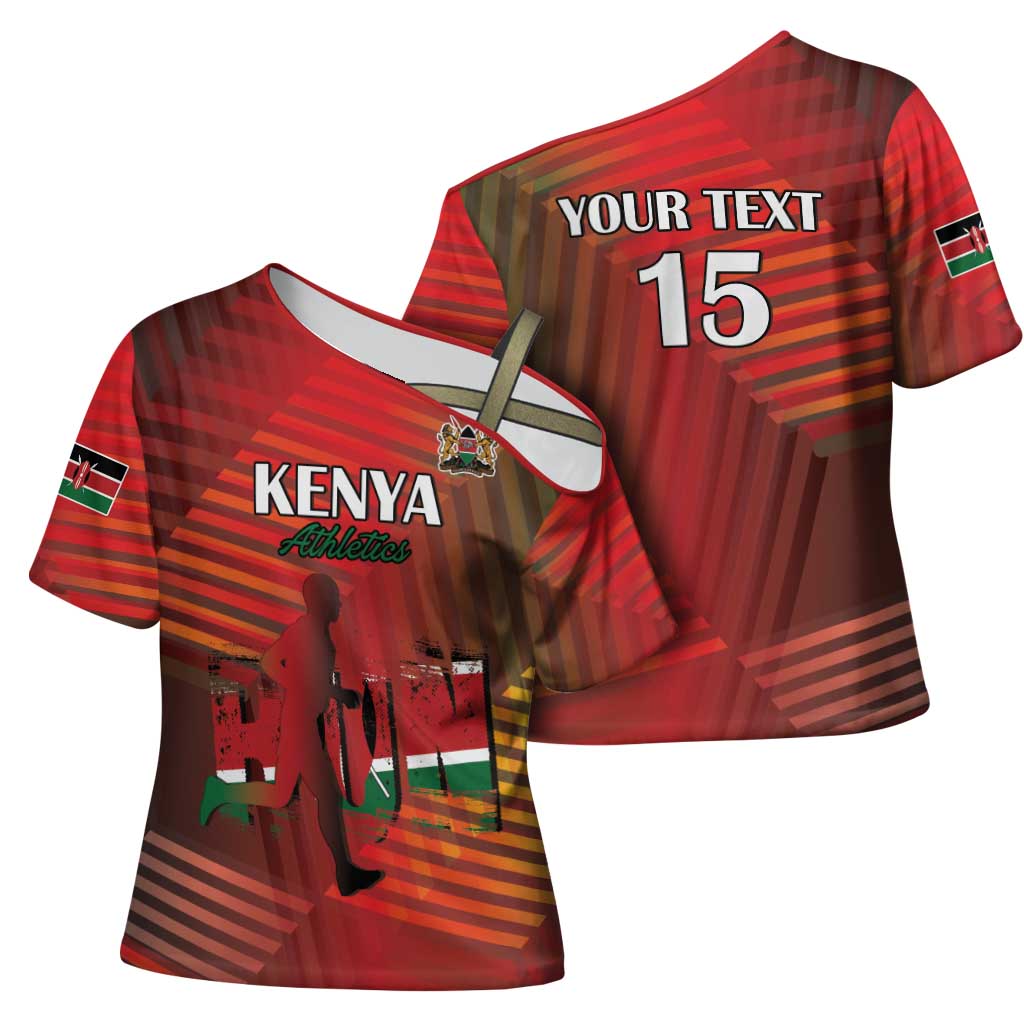 Custom Kenya Athletics Cross Shoulder Shirt Run Faster