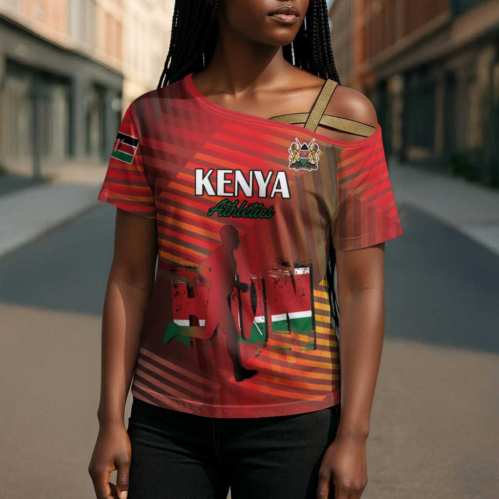 Custom Kenya Athletics Cross Shoulder Shirt Run Faster