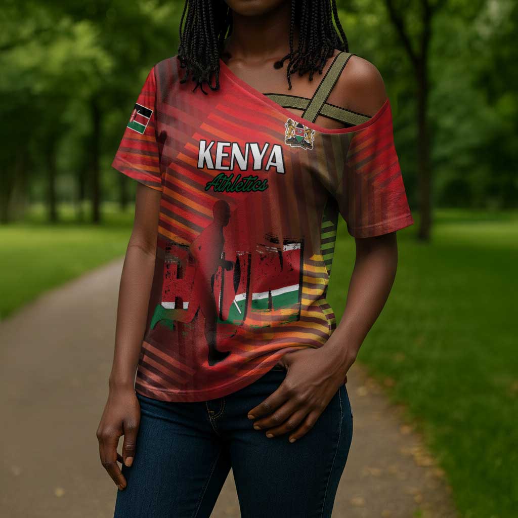 Custom Kenya Athletics Cross Shoulder Shirt Run Faster