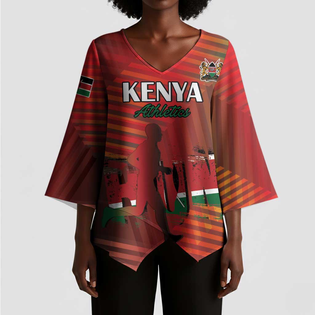 Custom Kenya Athletics Kimono Sleeve Blouse Run Faster