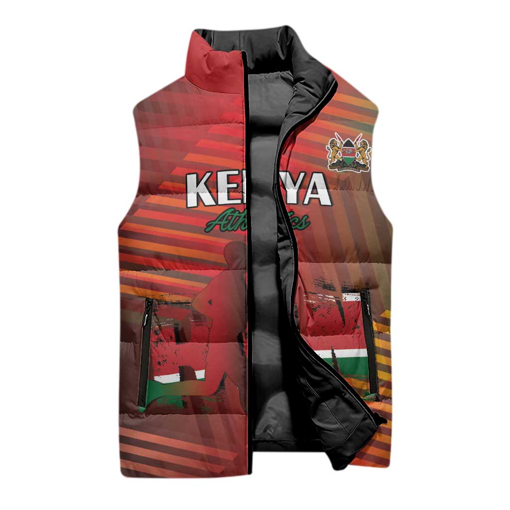 Custom Kenya Athletics Sleeveless Puffer Jacket Run Faster