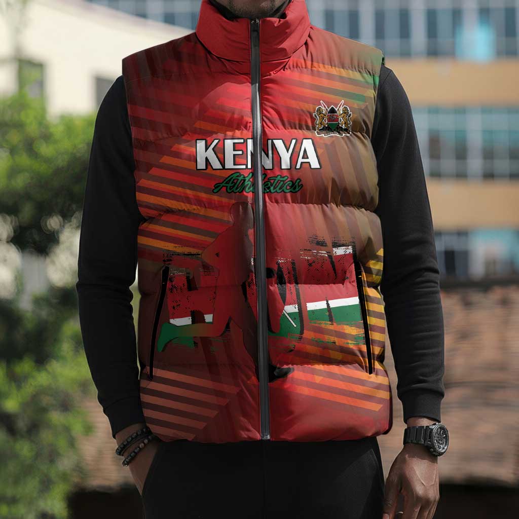 Custom Kenya Athletics Sleeveless Puffer Jacket Run Faster