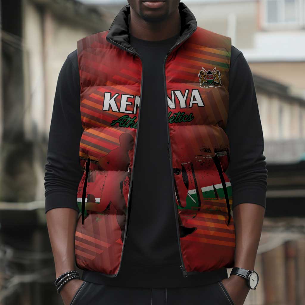 Custom Kenya Athletics Sleeveless Puffer Jacket Run Faster