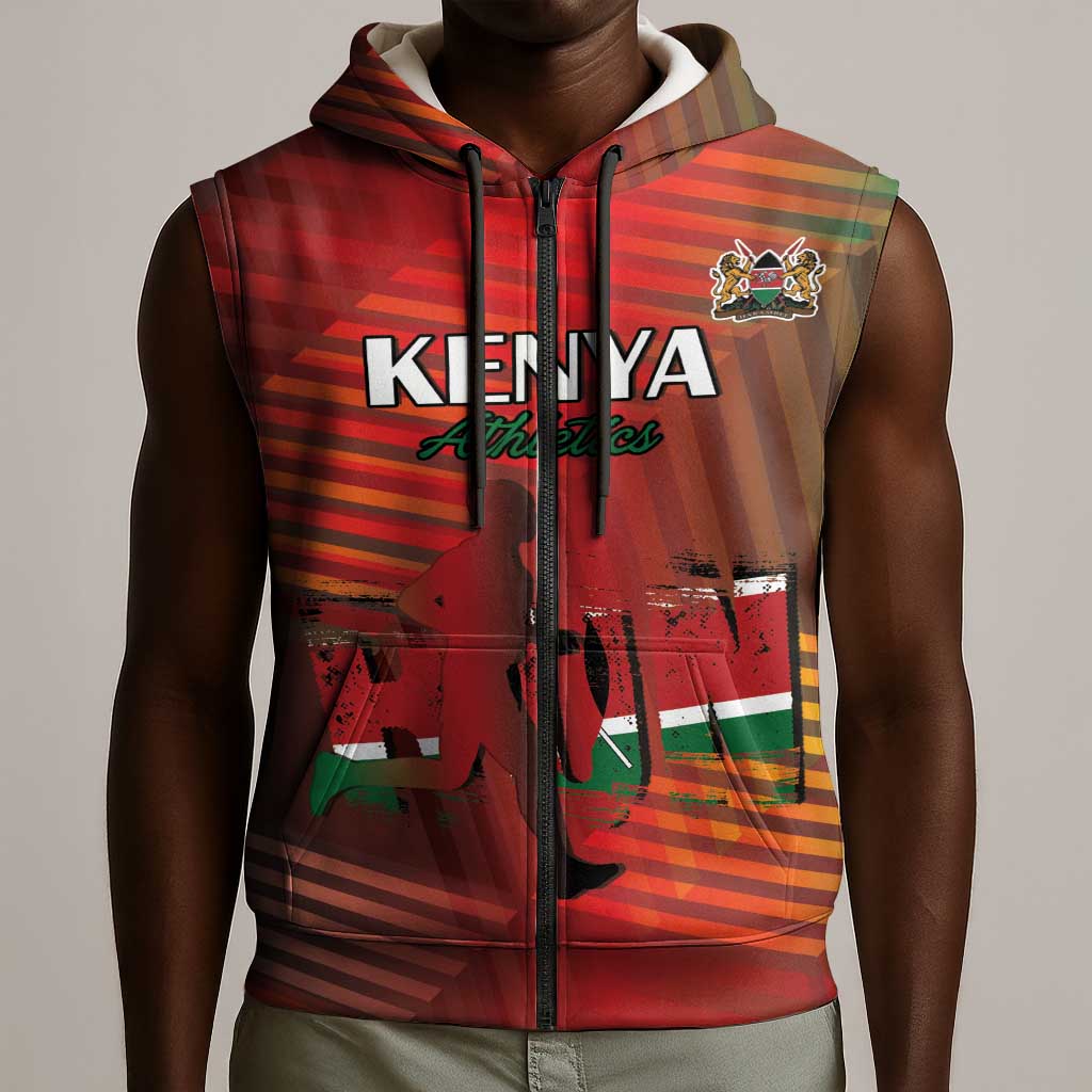 Kenya Athletics Sleeveless Zip Hoodie Go Champions Go - African Pride