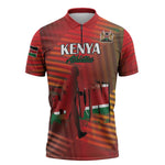 Custom Kenya Athletics Zipper Polo Shirt Run Faster