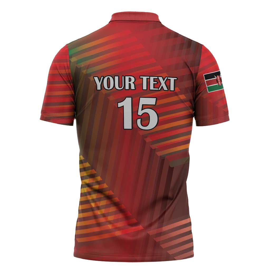 Custom Kenya Athletics Zipper Polo Shirt Run Faster