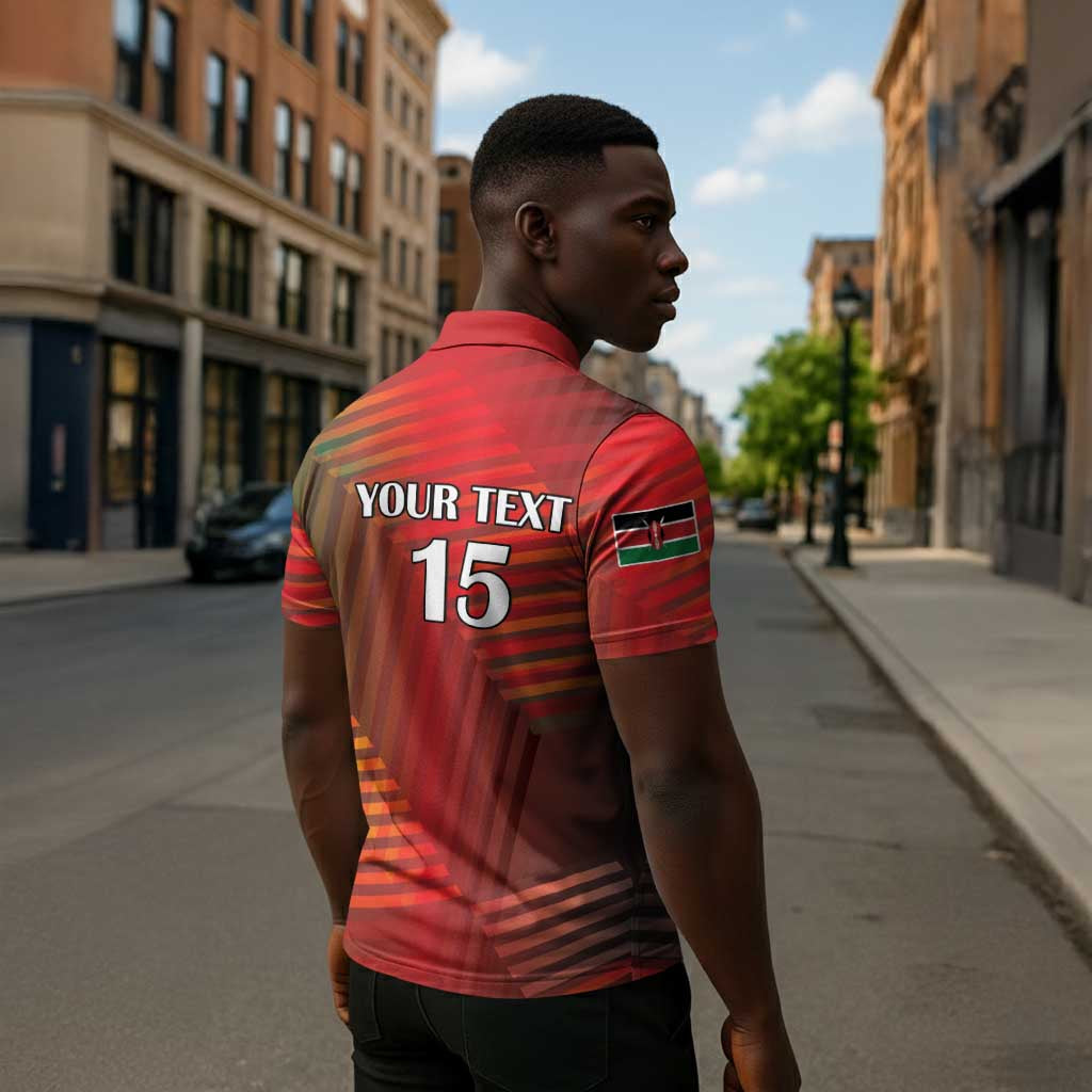 Custom Kenya Athletics Zipper Polo Shirt Run Faster