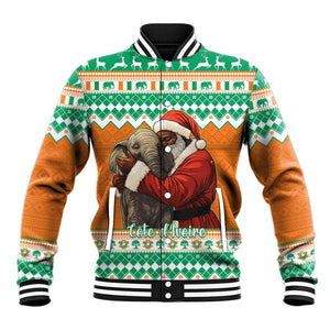 Afro Ivory Coast Christmas Baseball Jacket Black Santa Afishapa - African Pattern