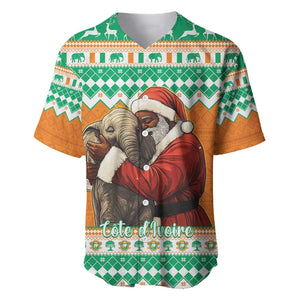 Afro Ivory Coast Christmas Baseball Jersey Black Santa Afishapa - African Pattern