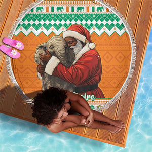 Afro Ivory Coast Christmas Beach Blanket Black Santa Afishapa - African Pattern