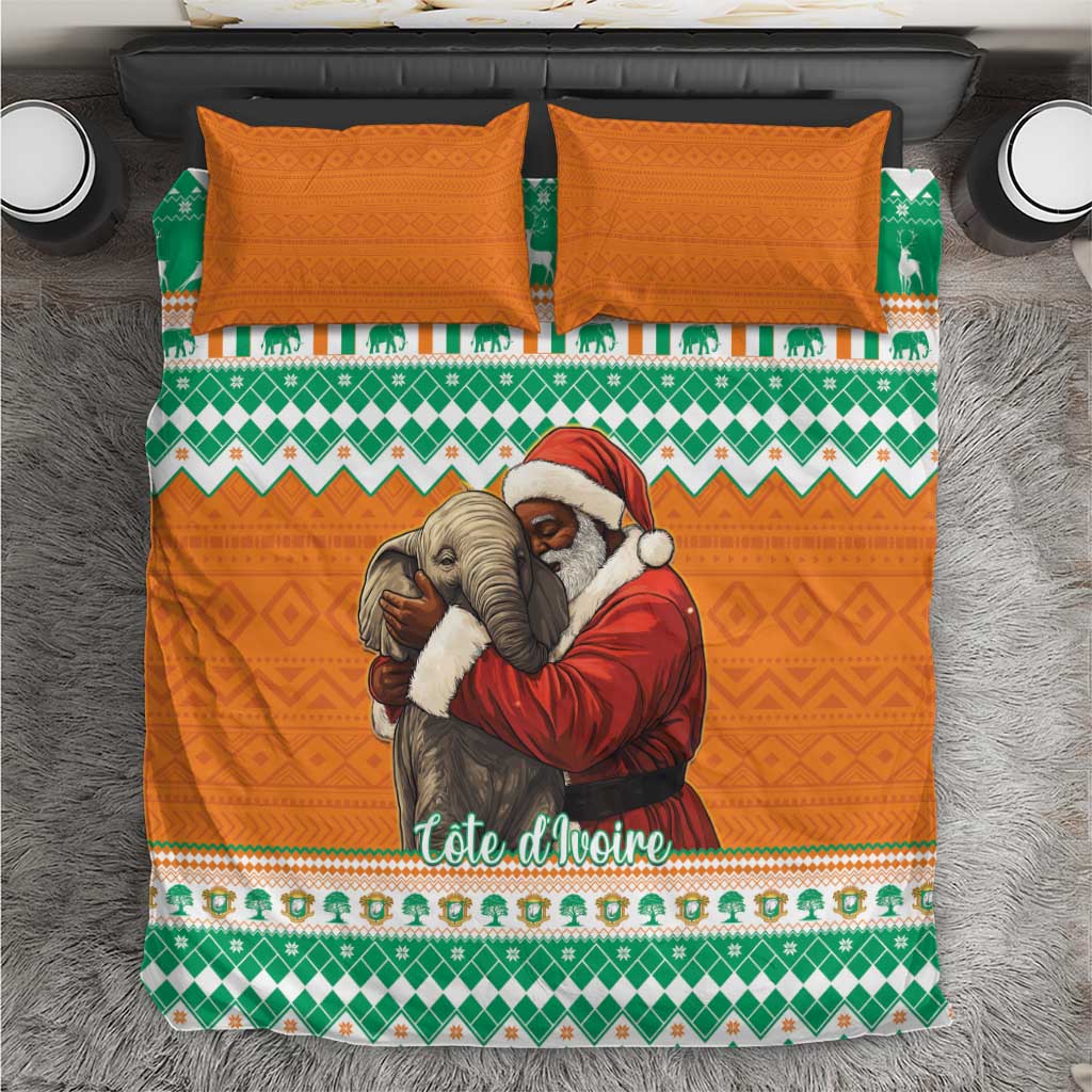 Afro Ivory Coast Christmas Bedding Set Black Santa Afishapa - African Pattern