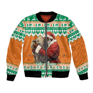 Afro Ivory Coast Christmas Bomber Jacket Black Santa Afishapa - African Pattern