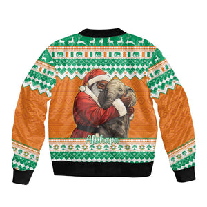 Afro Ivory Coast Christmas Bomber Jacket Black Santa Afishapa - African Pattern