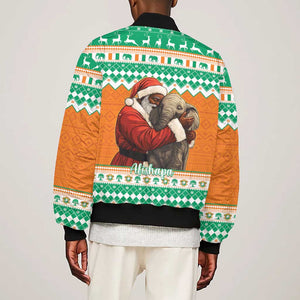 Afro Ivory Coast Christmas Bomber Jacket Black Santa Afishapa - African Pattern